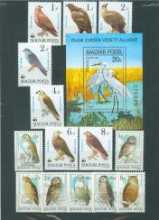 Ragadozó madarak (14 bélyeg, 1 blokk)